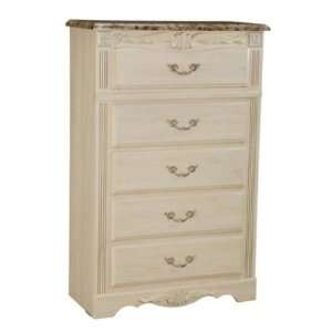  55055 Rococo 5 Drawer Chest with Marbella Top in Creamy 