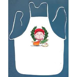  Mrs Claus Christmas Wreath Cake & Cookies Bib Apron with 2 