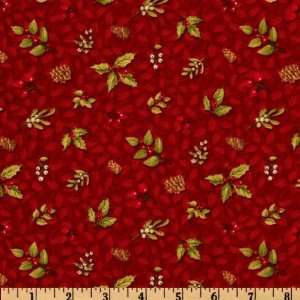  44 Wide All Spruced Up Mistletoe Red Fabric By The Yard 