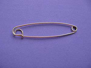 14K Gold Safety Pin Brooch LARGE  