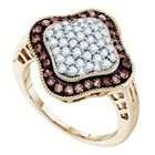 chocolate white diamond 10k yellow gold fashion right hand ring