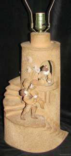 Shelley BUONAIUTO Rare LAUGHING PEOPLE Sculpture Pottery Table Lamp 