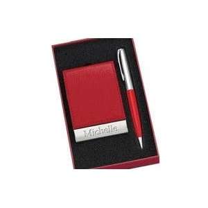  Personalized Engraved Business Card Holder & Ballpoint Pen 