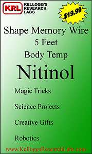   SPECIAL Body Temp Nitinol SHAPE MEMORY Wire magic tricks robotics
