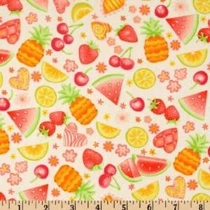  4345 Wide Frosted Fondant Fruit Ivory Fabric By The Yard 