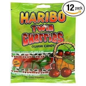 Haribo Gummi Candy Twin Cherries, 5 ounces (Pack of12)  