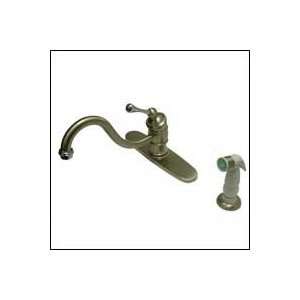   Deck Mount Kitchen Faucet with Side Sprayer Satin Nickel with Chrome