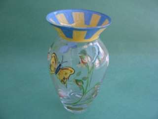 Lenox Crystal Glass Vase Butterfly Meadow Hand Painted  