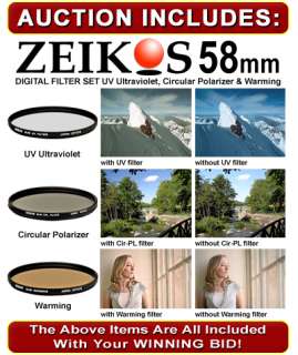 Zeikos 58mm UV/CPL/Warming Camera Lens 3 Filter Kit Set  