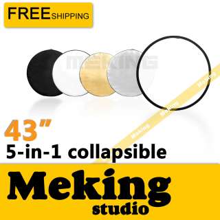 43 5 in 1 Light Mulit Collapsible disc Reflector 110cm  