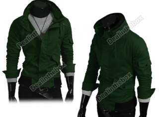   Mens Slim Designed Hooded Long Trench Coat Jacket Tops New  