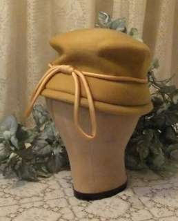 Vintage Ladies Gold Wool Marionette Hat Cute Style  