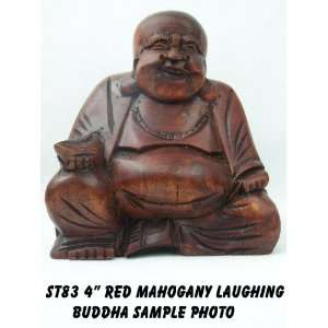  Art of Bali Zen Garden   4 Red Mahogany Laughing Buddha 