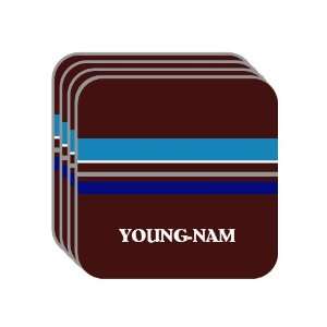 Personal Name Gift   YOUNG NAM Set of 4 Mini Mousepad Coasters (blue 
