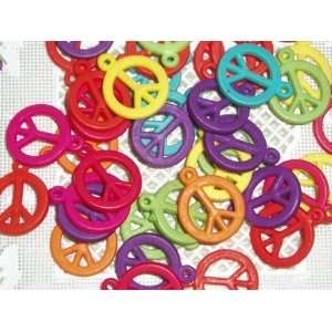  Bright Plastic Peace Sign Beads Charms Arts, Crafts 