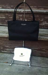   Black Nylon Mini Handbag Purse w White Sleeper Dust Bag EUC  