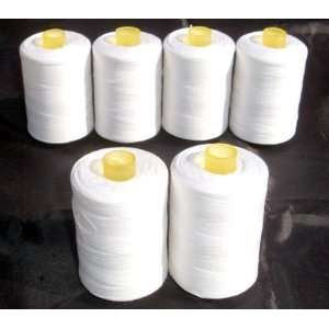  New White Colour Pure Cotton Thread 6 Cones 800 M. Arts 