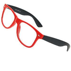   Man Red Full Rim Black Arms Plastic Plano Glasses