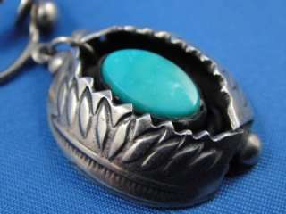 Native American STERLING Silver Turquoise SHADOWBOX Dangle Clip 