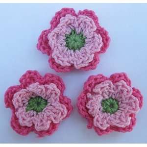   and Green Crochet Flower Applique Embellishment CR44 