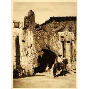  1925 Spanish Aqueduct Architecture Man Oaxaca Mexico 