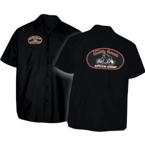  Throttle Threads Speed Shop Logo Shop Shirt, Black, Size 