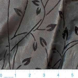  58 Wide Flocked Shimmer Vines Silver Fabric By The Yard 