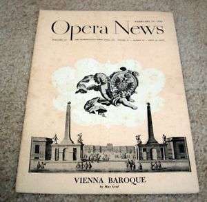 1951 FEB 19 *OPERA NEWS MAGAZINE* VIENNA BAROQUE V  