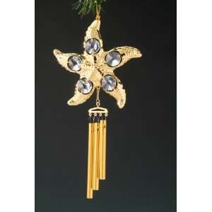  Starfish Gold Swarovski Crystal Wind Chime Ornament