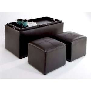   Concepts 143012 Sheridan Faux Leather Storage Bench 2 Ottomans E