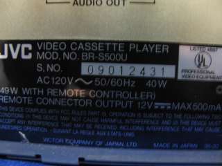 JVC BR S500U S VHS Player & Edit Feeder  