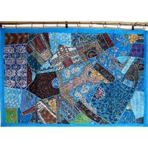 Blue Decorative Ethnic Huge Wall Decor Tapestry Throw  