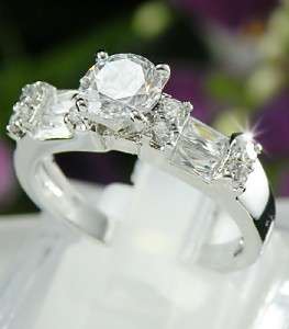 6mm Cubic Zirconia 18K White Gold Plated Engagement Ring Size 7 R223 