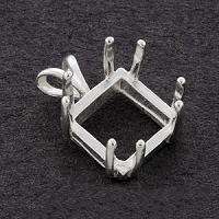     11mm) Square 8 prong Solid Sterling Silver Pendant Setting  