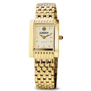 Clemson University Womens Swiss Watch   Gold Quad Watch with Bracelet 