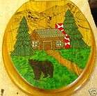 bear toilet seat bathroom wood chainsaw carving custom returns 