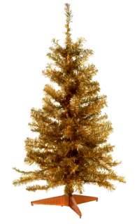 PRE LIT GOLD ARTIFICIAL CHRISTMAS TREE / 20 CLEAR LIGHTS / 2 FT  