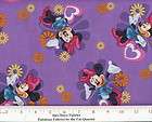 disney minnie mouse flowers hearts purple fabric fat quarter returns