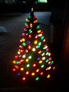 large VINTAGE LIGHTED CERAMIC CHRISTMAS TREE  