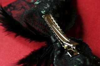 black lace bow goth burlesque lolita Formal Hair Clip  