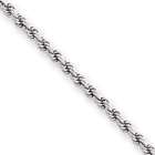   20in Rhodium plated 3mm Diamond Cut French Rope Chain Length 20
