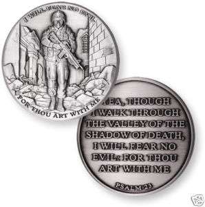 WILL FEAR NO EVIL PSALM 23 999 SILVER CHALLENGE COIN  