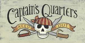 Captains Quarters Pirate Ship Sign Framed Picture Art  