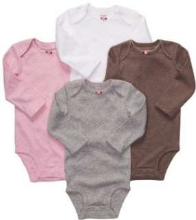    Carters Girls Heathered Long Sleeve 4 Pack Bodysuits Clothing