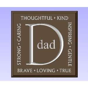 Decorative Wood Sign Plaque Wall Decor with Quote Dad Strong, Caring 