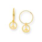 goldia 14k Gold Peace Sign Dangle Hoop Earrings