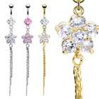 zirconia belly ring gold plated 14g 3 8 bar length