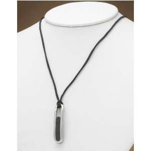   Stainless Steel and Leather Pendant Necklace JSF 843332001310 Jewelry