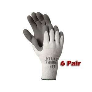  Atlas Fit 451 Gray Thermal Work Gloves Large L 6 Pair 