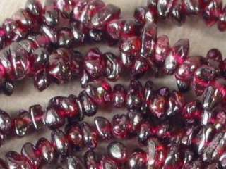 Necklace Red Garnet 22 3 Strands Chip Beads  